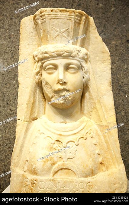 Relief image of local Aphrodite from Theater dedicated by Theodoros in Aphrodisias Museum, Geyre, Aydin Province, Asia Minor, Turkey, Europe