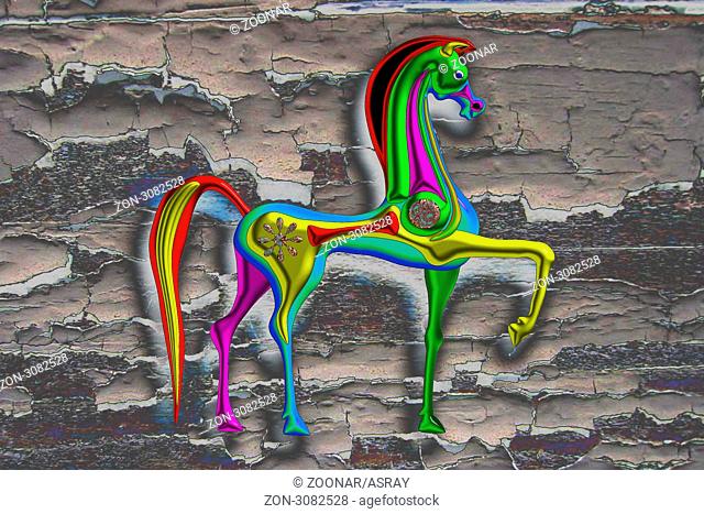 abstrakte Darstellung des Pferdes im etruskischen Kadinski-Stil abstract representation of the horse in the Etruscan Kadinsky style