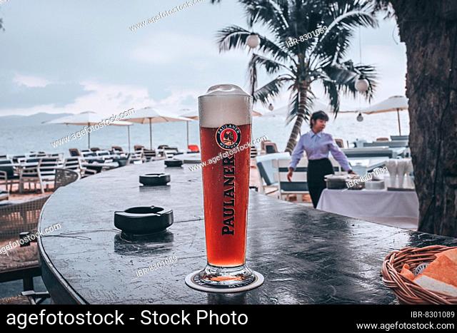 White beer, Bar on the beach, Palm (Palma), Bacco Beach, Restaurant, Jomtien, Pattaya, Thailand, Asia