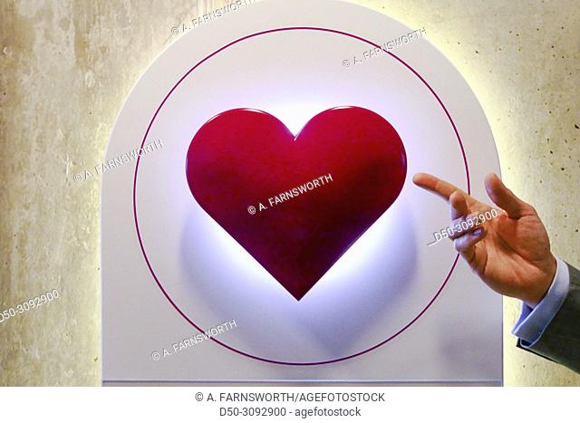 Gothenburg, Sweden A hallway display of the heart at the headquarters of pharmaceutical giant AstraZeneca discussing cardiovascular medecine