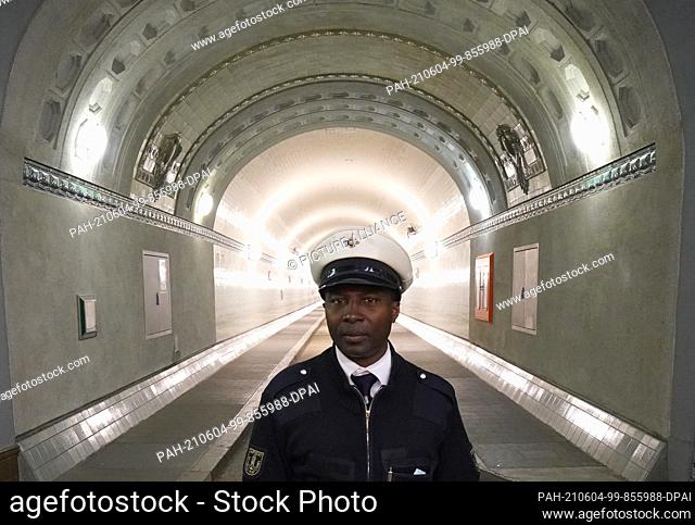 03 June 2021, Hamburg: Tunnel supervisor Anyars Salam stands in the east tube of the Old Elbe Tunnel. Anyars has been working in the Old Elbe Tunnel as a tunnel...
