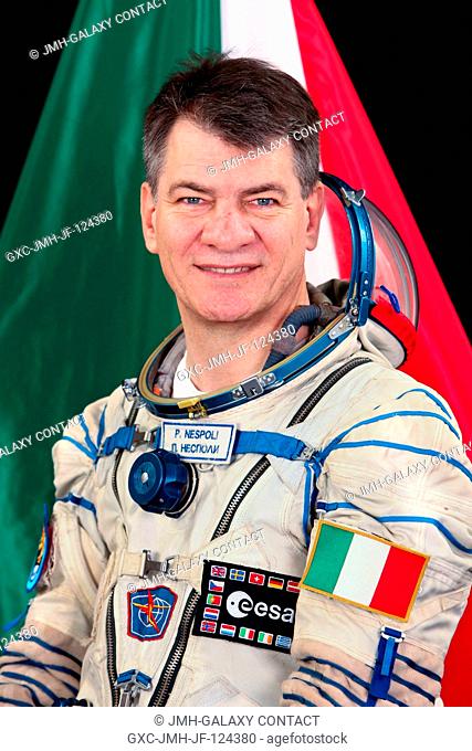 European Space Agency astronaut Paolo Nespoli, backup Expedition 24 flight engineer, attired in a Russian Sokol launch and entry suit