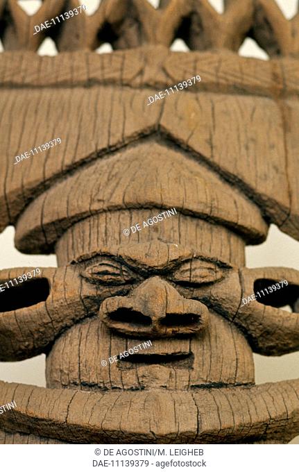 Wooden carving depicting ancient ancestors, New Caledonia, overseas territory of the French Republic
