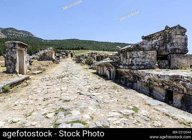 Ruins in the northern necropolis of Hierapoli, Denizli, Turkey. Hierapolis was an ancient Greco-Roman city in Phrygia