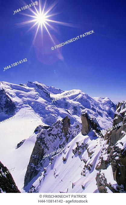 Montblanc, View, from Aguille du Midi, Aguille du Midi, Alps, French Alps, alpine, mountain, mountains, cliff, panoram