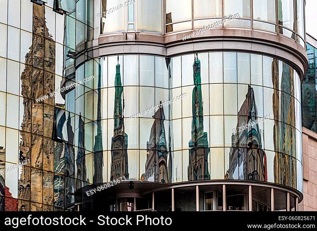 VIENNA, AUSTRIA - 27 JUL, 2019: Haas Haus built by Hans Hollein and inaugurated in 1990