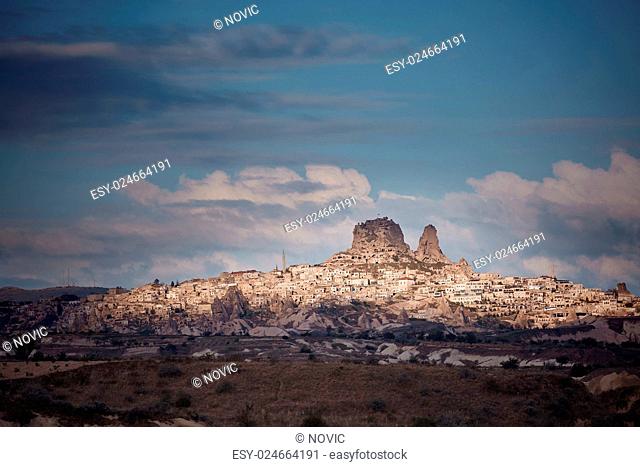 View on the town in rock formation. Cappadocia, Turkey