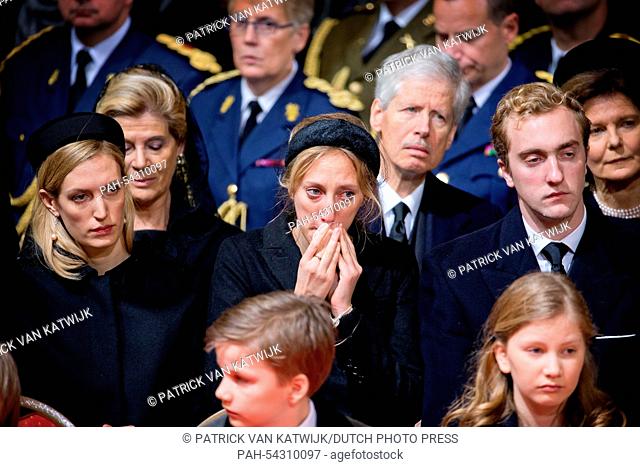 Princess Lili (L-R), Princess Maria Laura and Prince Joachim of Belgium attend the funeral of Belgian Queen Fabiola at the Cathedral of St