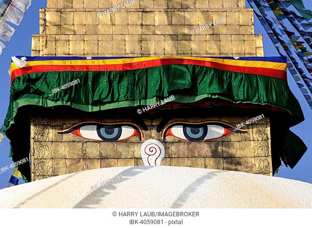 Eyes of Buddha, Boudhanath Stupa, Boudhanath, UNESC World Heritage Site, Kathmandu, Nepal