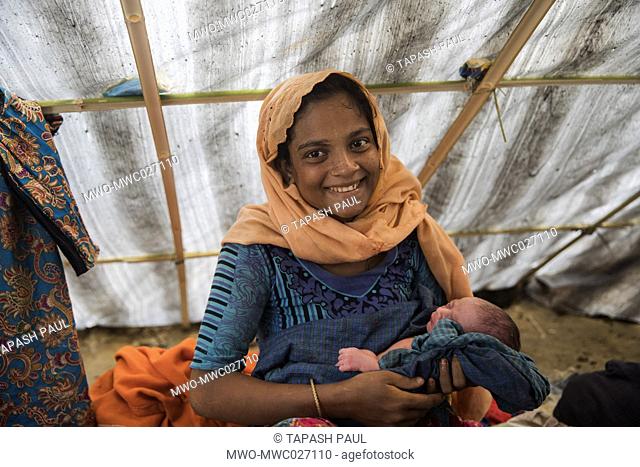 A newborn child to the Rogingya family, Gonosastho Bangladesh providing medical support to the new Rohingya Muslims refugees, camp Teknaf