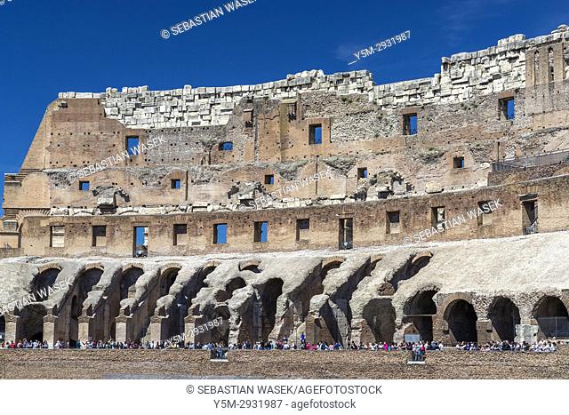 Inside the Roman Colosseum, Rome, Lazio, Italy, Europe