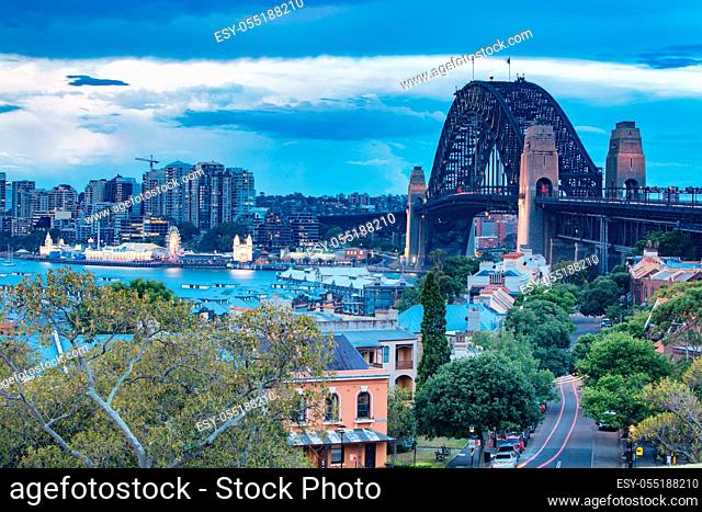 The view towards North Sydney from Sydney Observatory Park in New South Wales, Australia