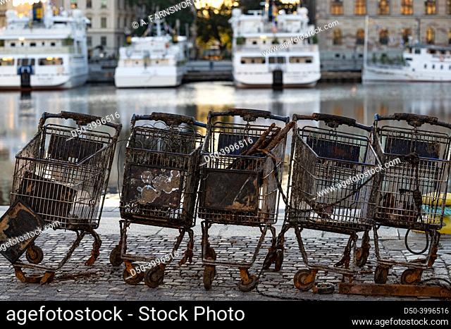 Stockholm, Sweden Shopping carts plucked out of the city's waters