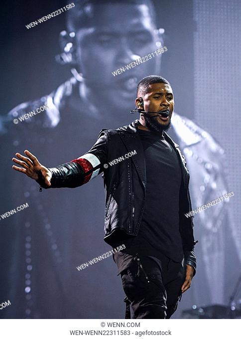 Usher performing live in concert as he opens his UK tour in Nottingham at the Capital FM Arena Featuring: Usher Where: Nottingham
