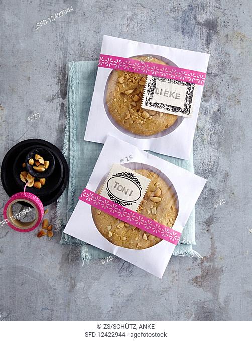 Cookies packaged in personalised CD envelopes as gifts