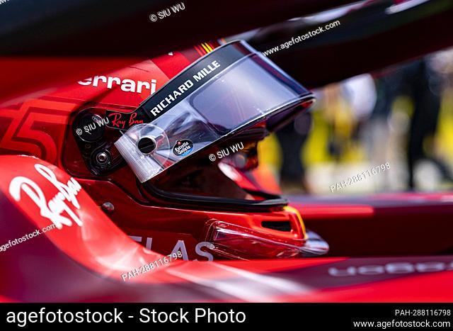 Carlos Sainz of Spain and Scuderia Ferrari is pictured on the grid prior the F1 Grand Prix of Spain at Circuit de Barcelona-Catalunya on May 22