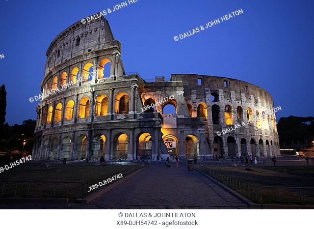 Italy, Lazio, Rome, Colosseum, Night, Floodlit