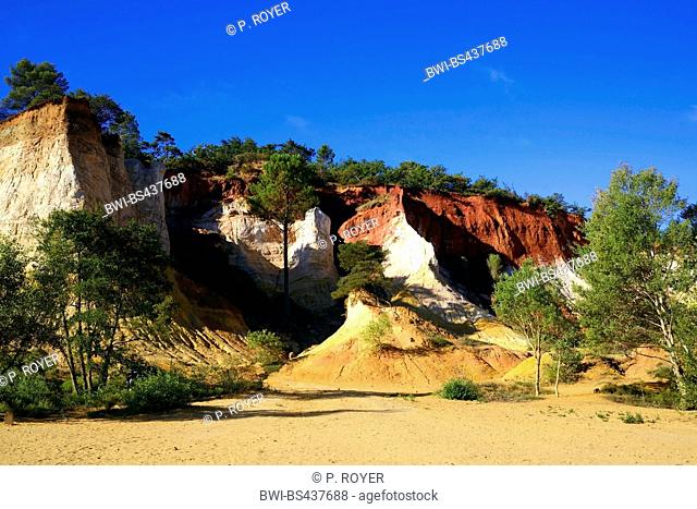 ochre rocks of Rustrel, Colorado Provencal, France, Provence, Vaucluse, Rustrel