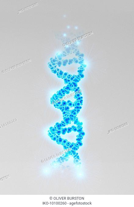 Glowing blue DNA double helix