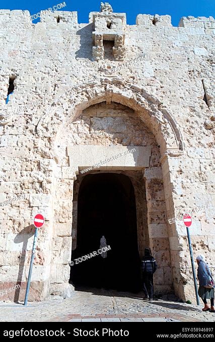 Zionstor genannt auch Tor des Propheten David in Jerusalem, Israel