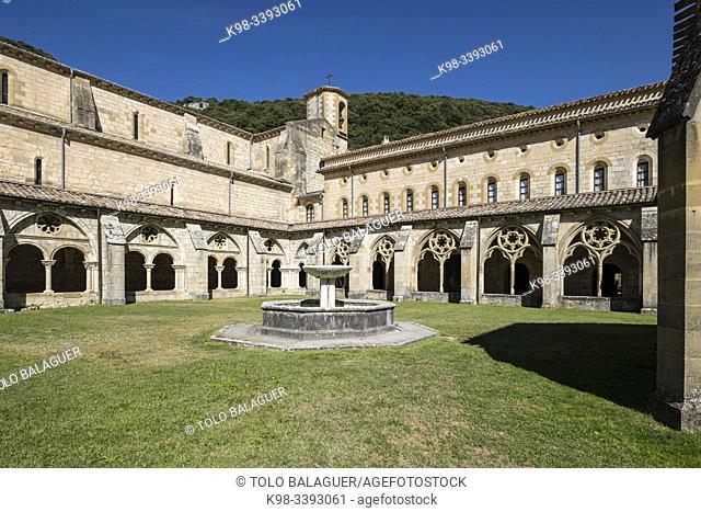 Monasterio de Santa María la Real de Iranzu, claustro, siglo XII - XIV, camino de Santiago, Abárzuza, Navarra, Spain, Europe