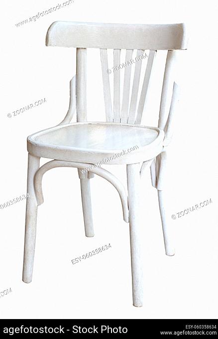 Traditional Egyptian white wooden chair isolated on white background including clipping path