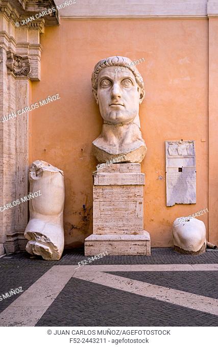 Constantine Sculpture, Patio of Palazzo dei Conservatori, Capitolini Museums, Rome, Italy, Europe