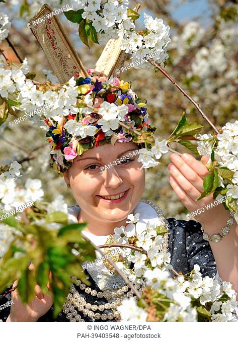 Carolina Sofia Wolf is named the new Blossom Queen at the Blossom Festival in the Altes Land region in Jork,  Germany, 05 May 2013