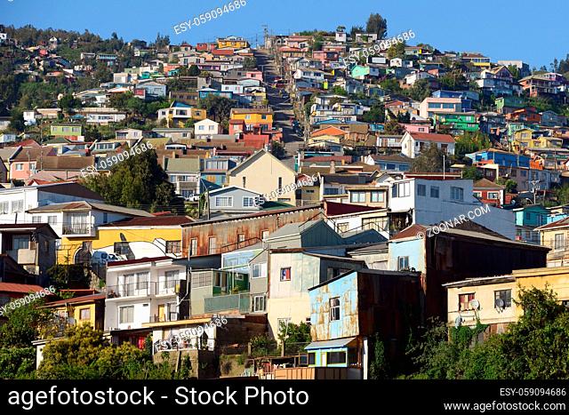 Colorful houses on a hill in Valparaiso, Chile