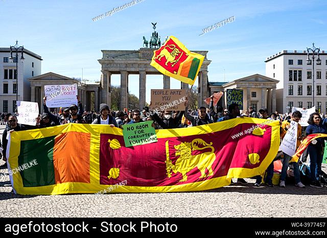 Berlin, Germany, Europe - Anti-government protest at the Pariser Platz square in front of the Brandenburg Gate for the protection of human rights and against...