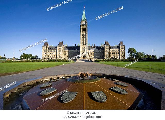 Canadian Parliament & Centennial Flame Monument, Parliament Hill, Ottawa, Ontario, Canada