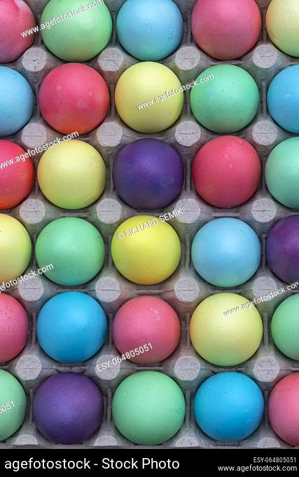 Easter still life with colored eggs
