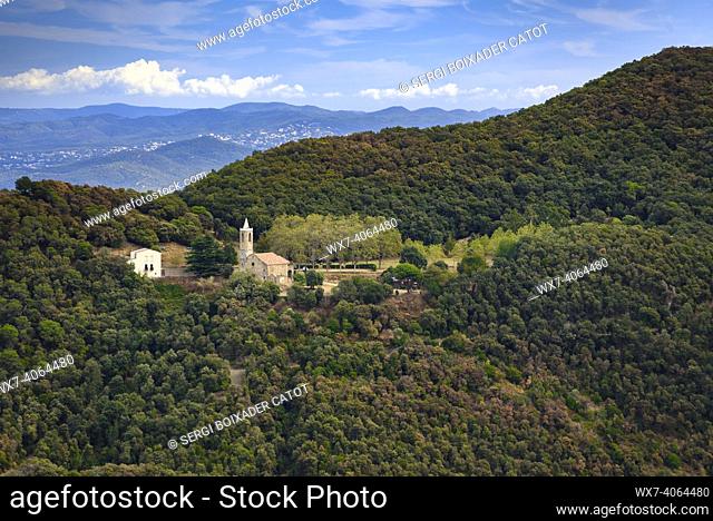 HortsavinyÃ  village seen from near the Can Benet pass, in the Montnegre Corredor Natural Park (Maresme, Barcelona, Catalonia, Spain)