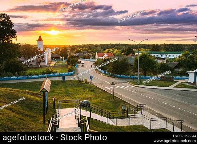 Yurovichi. belarus. Sunset evening summer. Yurovichi. belarus. Sunset evening summer