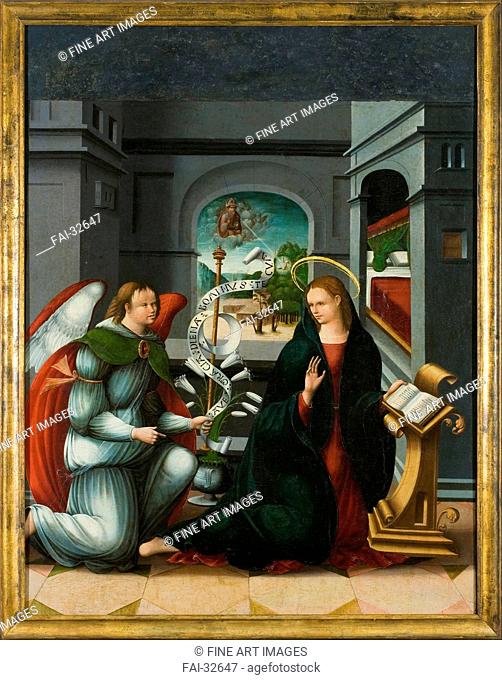 The Annunciation by Melgar, Andrés de (ca 1500-1557)/Oil on wood/Renaissance/ca 1530-1536/Spain/Museu Nacional d'Art de Catalunya