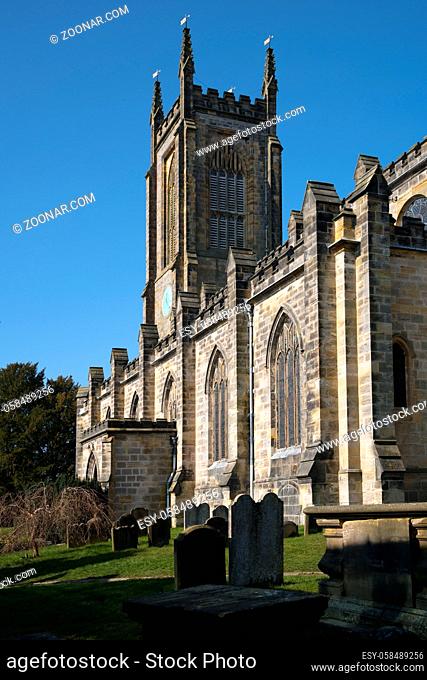 EAST GRINSTEAD, WEST SUSSEX, UK - MARCH 1 : View of St Swithun's Church in East Grinstead West Sussex on March 1, 2021