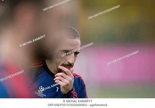 Bayern player Franck Ribery is seen during a training in Muenchen, Germany, Tuesday, October 22, 2013, prior to the FC Bayern Muenchen vs FC Viktoria Plzen...