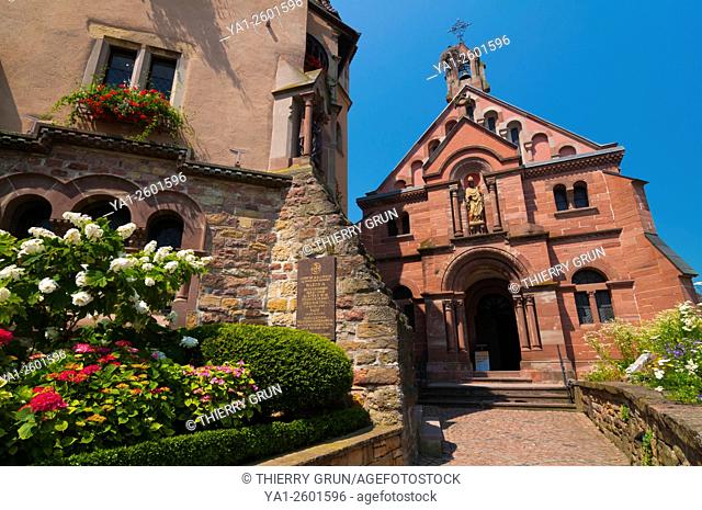 France, Haut Rhin (68), Eguisheim village (elected most beautiful french village), Saint Leon castle and chapel