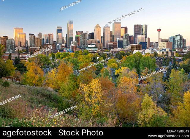 Calgary cityscape at dusk, Calgary, Alberta, Canada