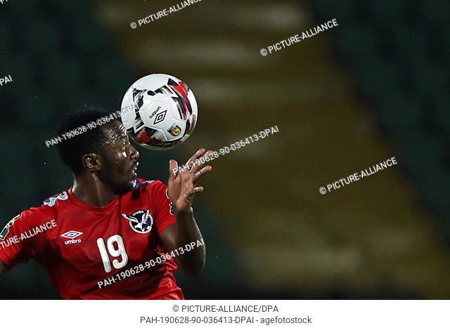 28 June 2019, Egypt, Cairo: Namibia's Petrus Shitembi in action during the 2019 Africa Cup of Nations Group D soccer match between South Africa and Namibia...