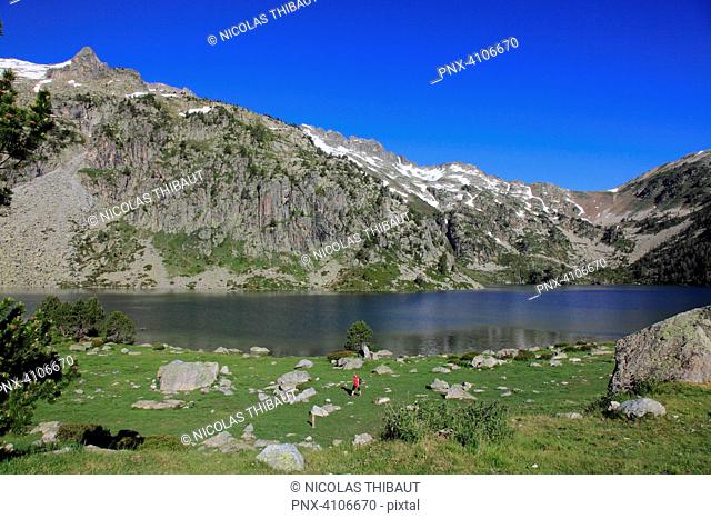 France, Occitanie, Hautes Pyrenees department (65), Aragnouet (Saint Lary Soulan area), natural reserve of Neouvielle, Aubert lake
