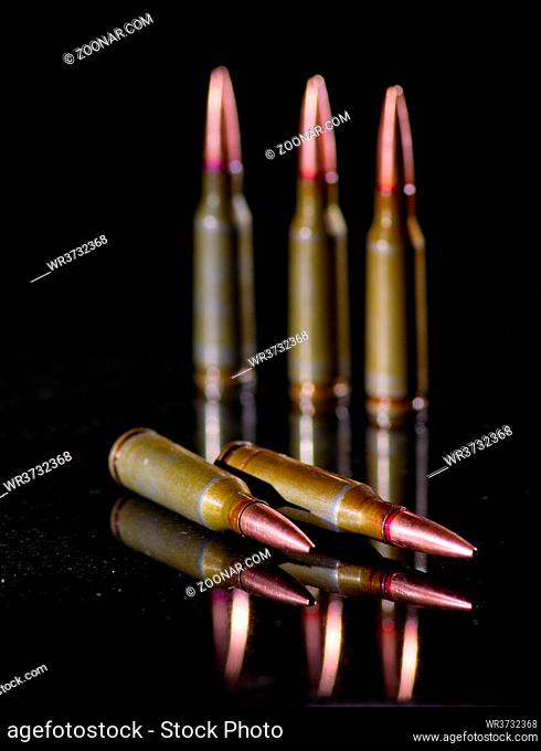 Ammunition cartridges on black background