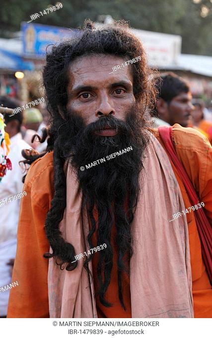 Pilgrim with a long beard, Thaipusam Festival in Palani, Tamil Nadu, Tamilnadu, South India, India, Asia