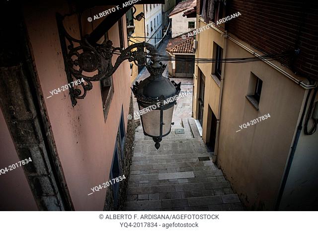 Image of a street lantern Ribadesella. Asturias. Spain