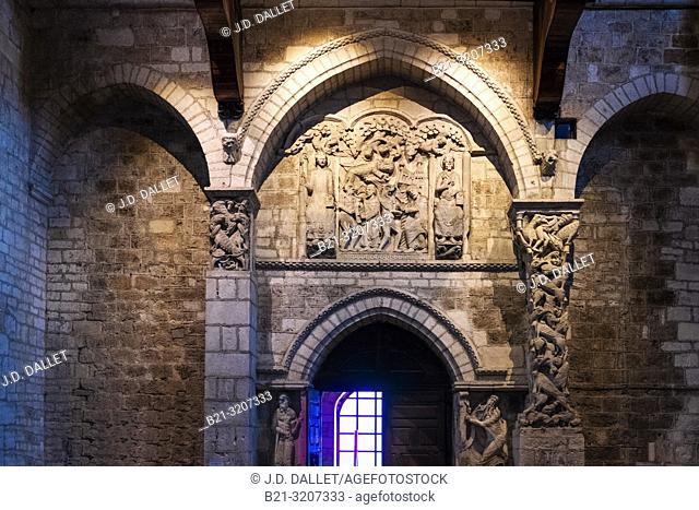 France, Occitanie, Lot, Saint Mary's Abbey: the ""tympanum"" dates from 1130