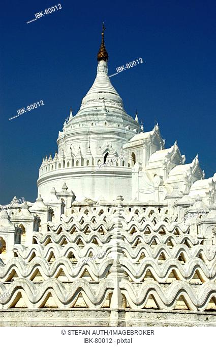 White Hsinbyume Paya against the blue sky Mingun Mandalay Burma