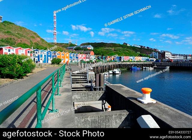 Helgoland, harbor and colorful wooden houses