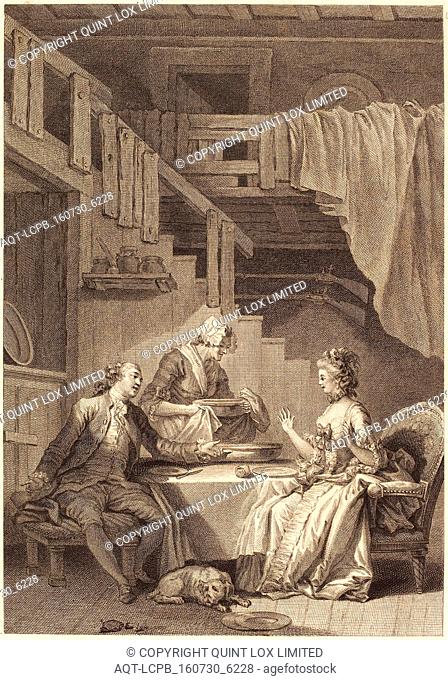 Jean Dambrun and Jean-Baptiste Tilliard after Jean-HonorÃ© Fragonard (French, 1741 - 1808 or after), Le faucon, etching and engraving