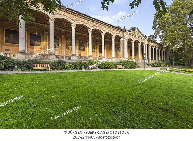 the old pump house, Trinkhalle, and its arcade, mineral spring, spa town Baden-Baden, Baden-Wuerttemberg, outskirts of Black-Forest, Germany