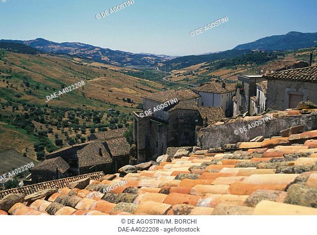 The roofs of the old town, Oriolo, Calabria, Italy